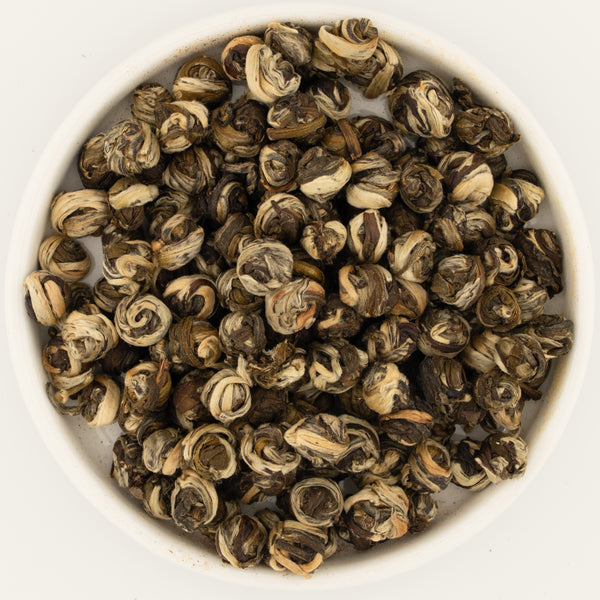 Dragon Pearl Jasmine Green Tea, the loose leaf [dragon-pearl-jasmine-green-tea-02-leaf]