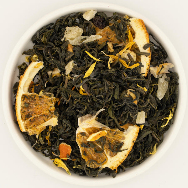 Orange Blossom Promenade Green Tea, the loose leaf [orange-blossom-promenade-02-leaf]